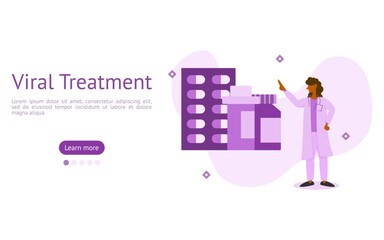 antiviral vaccine illustration set. doctor offers medicine for treatment and resistance to virus. viral treatment concept. vector illustration.