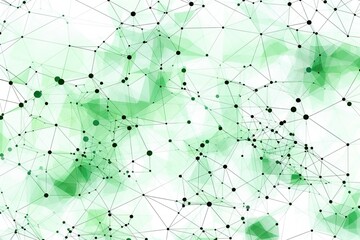 Geometrical network background, green on white background. AI Generative