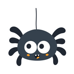 Cute black spider halloween icon.