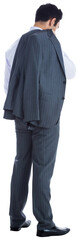 Digital png photo of rear view of biracial businessman on transparent background