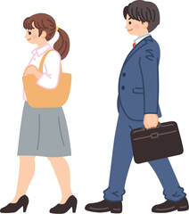 ビジネスバッグを持って歩くビジネスパーソン　通勤　出社