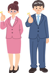 サムズアップするビジネスパーソン　グッドサイン