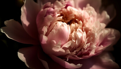 Vibrant peony blossom in soft pink, a gift of love generated by AI