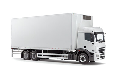 
White cargo truck on transparent background (png) for project decoration in transportation business. generative AI