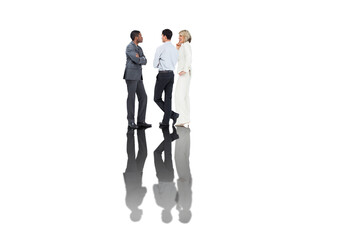 Digital png photo of diverse business people talking on transparent background
