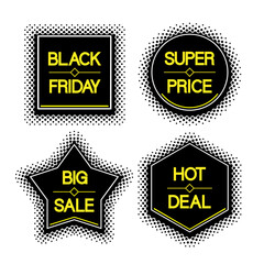 Collection of geometric halftone icons with place for an inscription. Vector editable shapes.