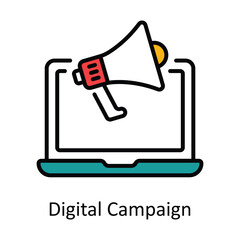 Digital Campaign Filled Outline Icon Design illustration. Digital Marketing Symbol on White background EPS 10 File