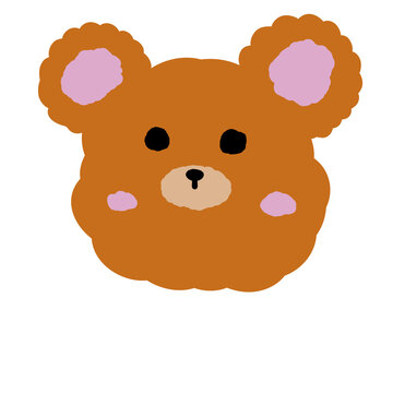 Cartoon character head brown bear. 