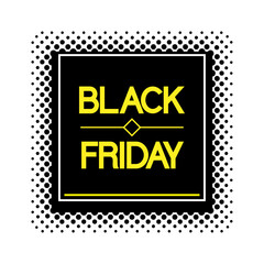 Rectangle halftone Black Friday icon. Vector editable shape.