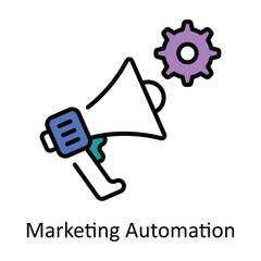 Marketing Automation Filled Outline Icon Design illustration. Digital Marketing Symbol on White background EPS 10 File