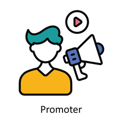 Promoter Filled Outline Icon Design illustration. Digital Marketing Symbol on White background EPS 10 File