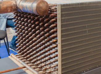 Radiator of a refrigeration monoblock made of aluminum and copper.