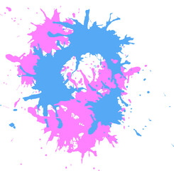 Digital png illustration of pink and blue splashes pattern on transparent background