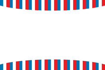 Digital png illustration of two rows of blue, white and red stripes on transparent background