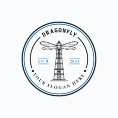 Oil and Gas Vector Logo Design Inspiration with dragonfly