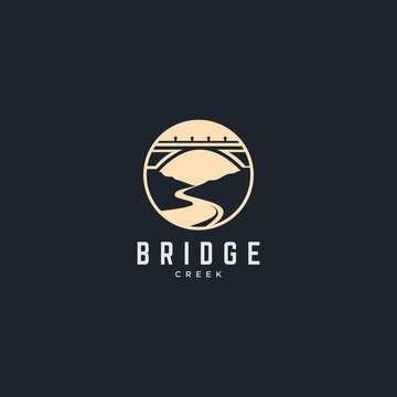 bridge creek logo icon river silhouette | vector graphic illustration