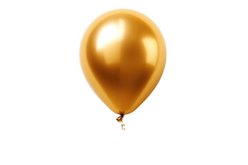 gold helium balloon. Birthday balloon flying for party and celebrations. Isolated on white...