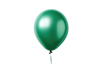 Green helium balloon. Birthday balloon flying for party and celebrations. Isolated on white background. Generative AI