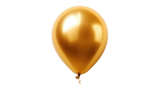 gold helium balloon. Birthday balloon flying for party and celebrations. Isolated on white background. Generative AI