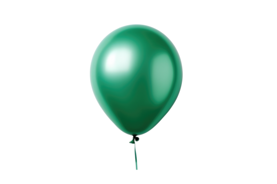 Green helium balloon. Birthday balloon flying for party and celebrations. Isolated on white background. Generative AI