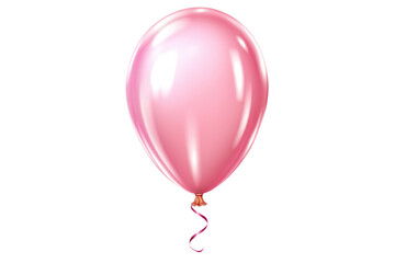 Pink helium balloon. Birthday balloon flying for party and celebrations. Isolated on white background. Generative AI - obrazy, fototapety, plakaty