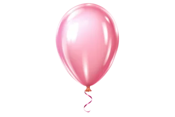 Fotobehang Pink helium balloon. Birthday balloon flying for party and celebrations. Isolated on white background. Generative AI © premyuda