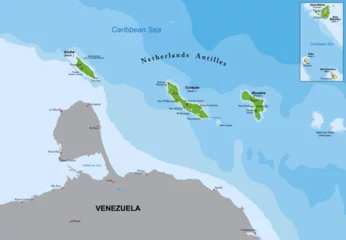 Fotobehang Aruba and Netherlands Antilles physical map © bogdanserban