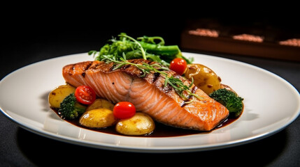 grilled sausages with vegetables HD 8K wallpaper Stock Photographic Image