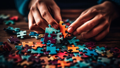 Teamwork and creativity lead to success in business strategy puzzle generated by AI