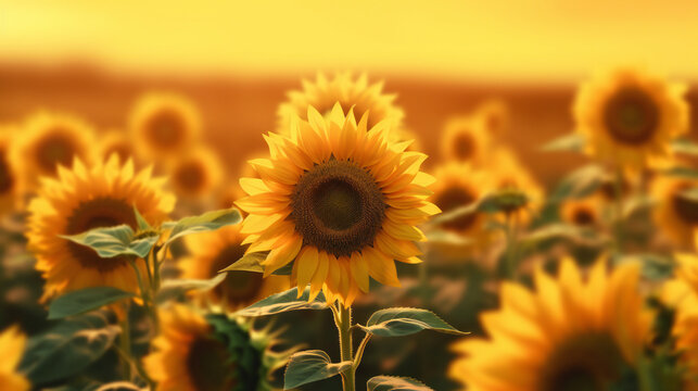 field of sunflowers HD 8K wallpaper Stock Photographic Image