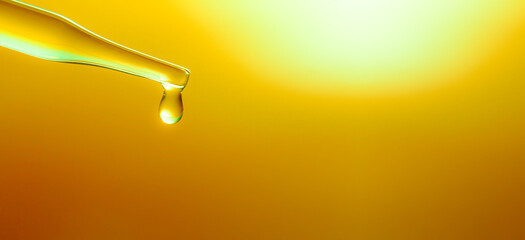 yellow science experiment water droplets,Dropping yellow chemical liquid or essential oil to test...