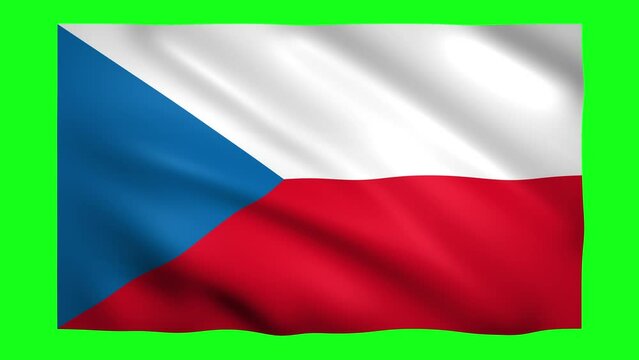 Czech Republic flag on green screen for chroma key