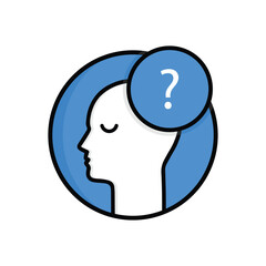 round linear man like doubt logo. concept of choice opportunity or decision by intuition. flat style trend modern simple person imagine logotype graphic art design isolated on white background