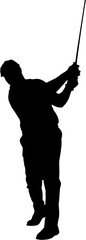 Digital png silhouette image of male golf player on transparent background