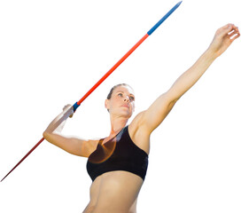 Digital png photo of caucasian javelin thrower female on transparent background