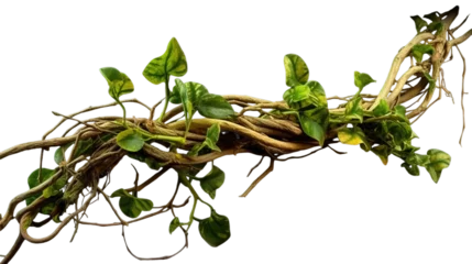 Foto auf Acrylglas Makrofotografie Twisted jungle grape vines, tropical rainforest liana plant , messy dried vines of cowslip creeper (Telosma cordata) medicinal plant.. Generative AI