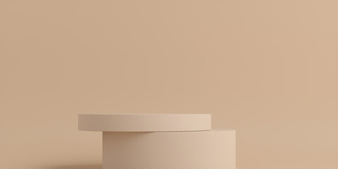 Product Podium - Brown Asymetric Podiums, Brown Background. 3D Illustration