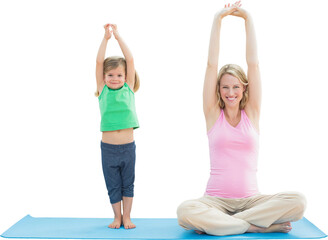 Digital png photo of caucasian mother and son practising yoga on transparent background