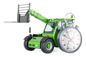 Telescopic handlers with stopwatch, 3D rendering