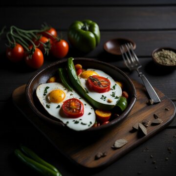 Fried eggs photography, generative ai