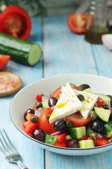 A bowl with traditional Greek salad Horiatiki