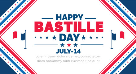 Bastille Day or france independence day background, banner, poster and card design template with standard color celebrated in july 14.