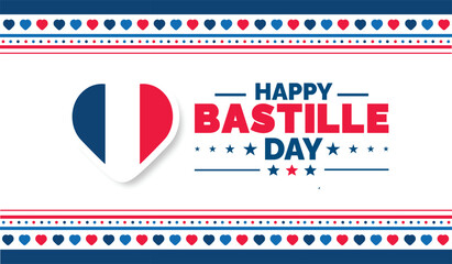 Bastille Day or france independence day background, banner, poster and card design template with standard color celebrated in july 14.