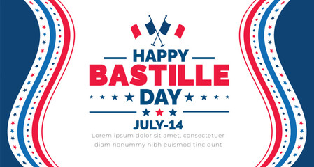 Bastille Day or france independence day background, banner, poster and card design template with standard color celebrated in july 14.