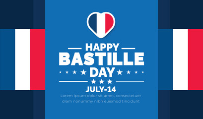 Bastille Day or france independence day background, banner, poster and card design template with standard color celebrated in july 14.