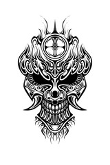 Oni mask tribal tattoo illustration vector