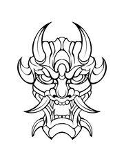 Oni mask tribal tattoo illustration vector