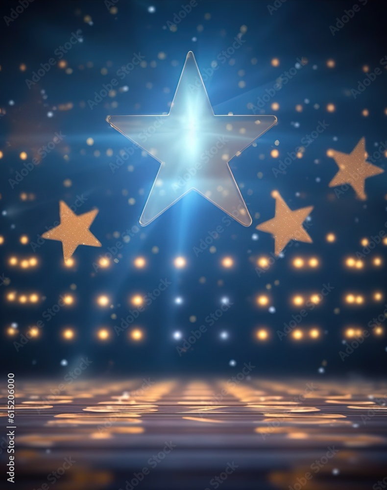 Canvas Prints stage with spotlight. blue and gold lights stage with stars. generative ai