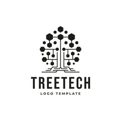 Banyan digital tree technology logo concept icon vector