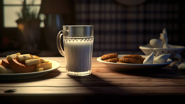 glass of milk and cookies HD 8K wallpaper Stock Photographic Image